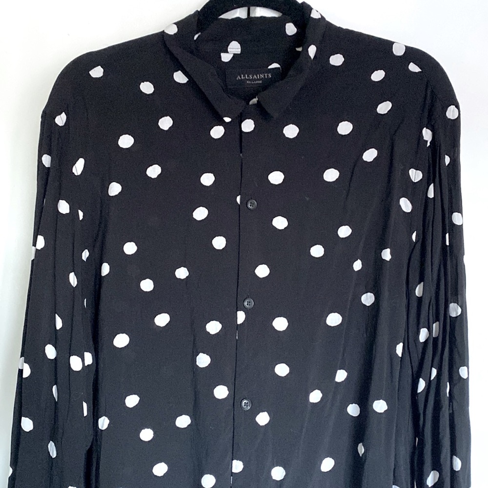 All Saints Black & White Polka Dot Blouse